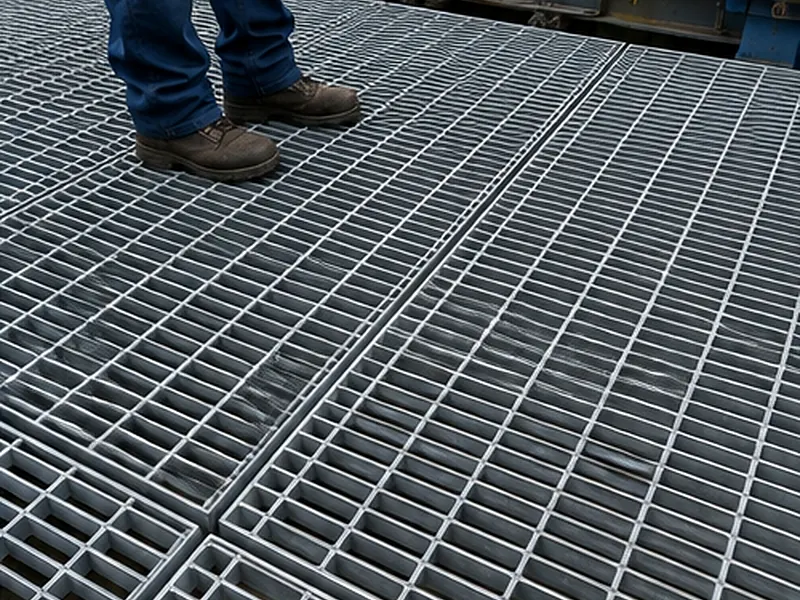 industrial floor grating panels with galvanized open bar surface