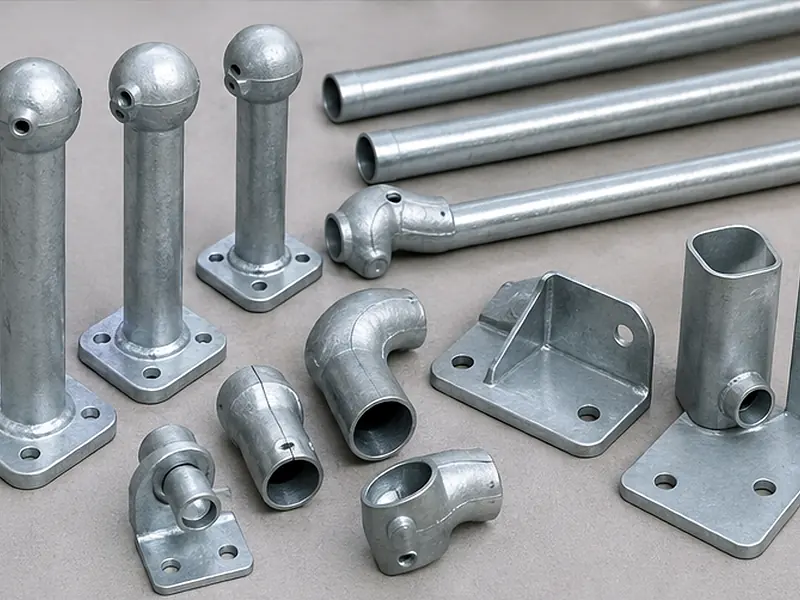 galvanized handrail posts rails and ball joint fittings