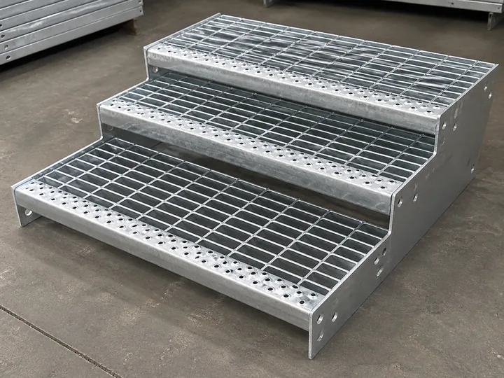 galvanized steel grating stair treads with anti-slip nosing