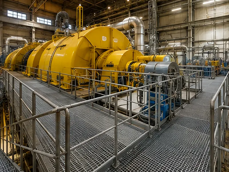 power plant maintenance platform with galvanized steel grating floor