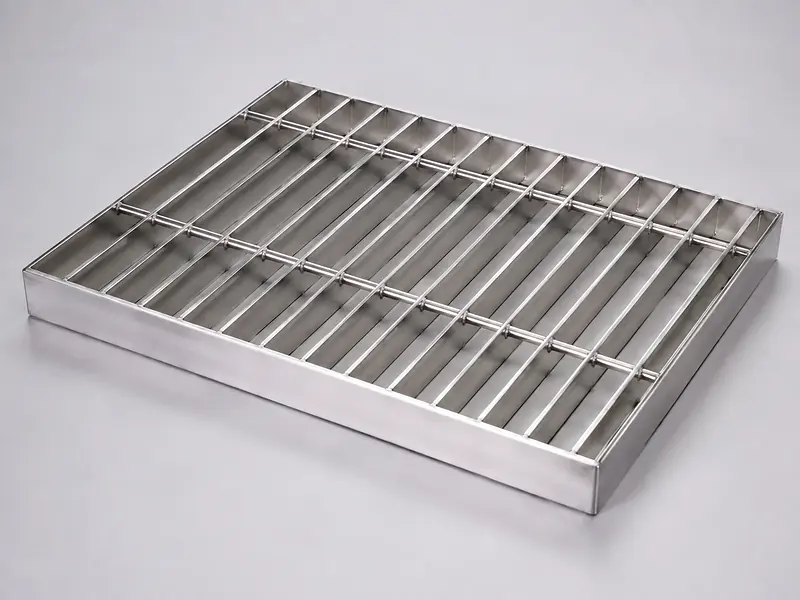 polished stainless steel welded bar grating panel with banded edge