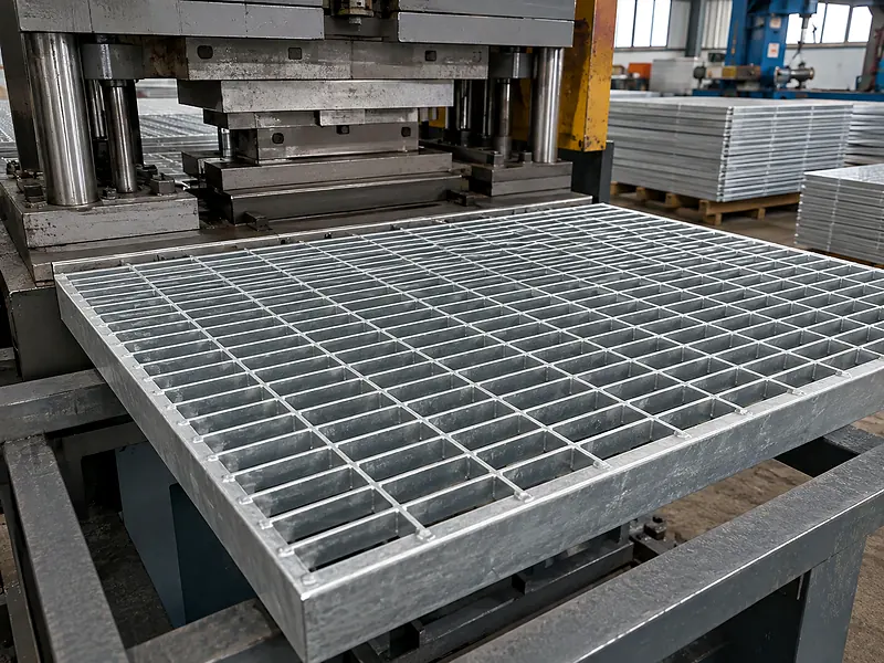 press-locking equipment forming galvanized steel grating panels