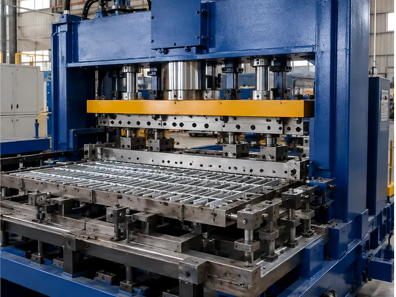 press locking equipment forming galvanized steel grating panels